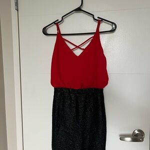 Guess Red and Black Sheath Dress Spaghetti Strap Cocktail